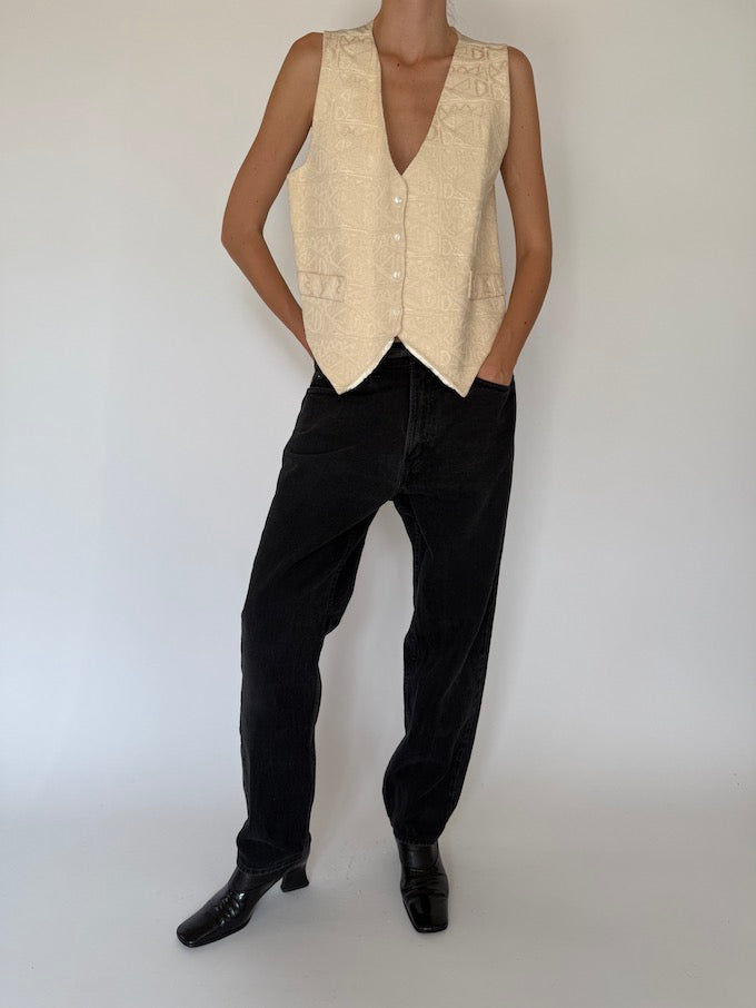 Vintage beige textured vest 4418