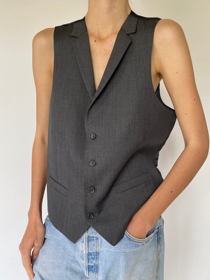 Vintage grey wool vest 5259