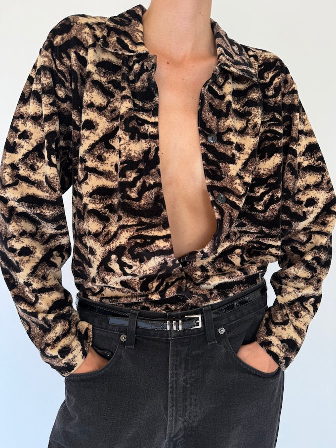 Vintage velvet animal printed shirt 4153