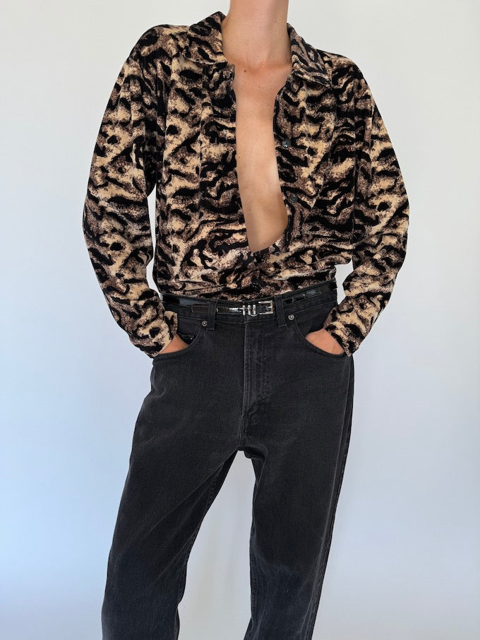 Vintage velvet animal printed shirt 4153