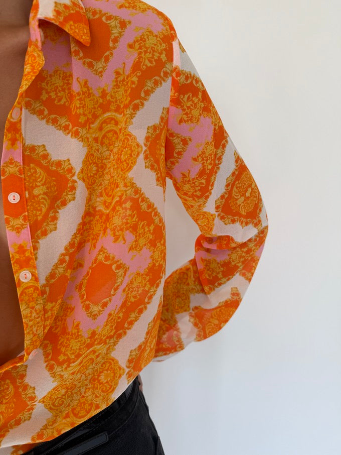 Vintage Orange Light-Weight Blouse 5539