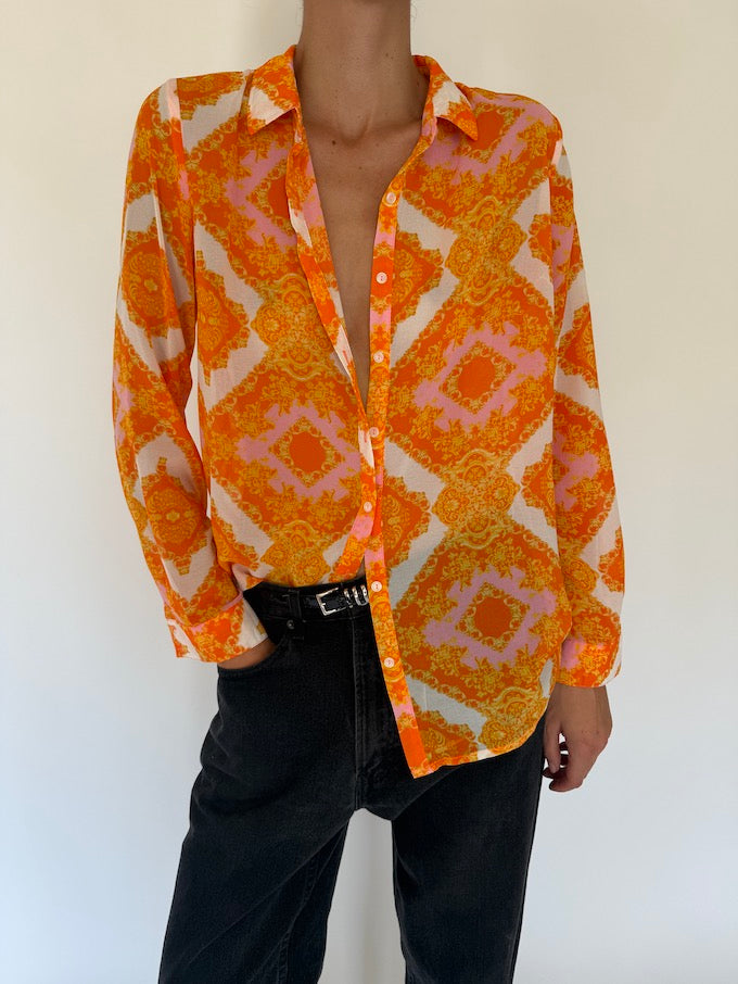 Vintage Orange Light-Weight Blouse 5539