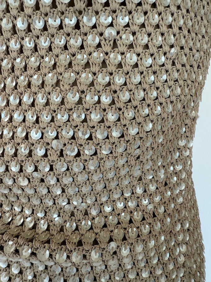 Vintage beige sequin Oscar de la Renta top 5671