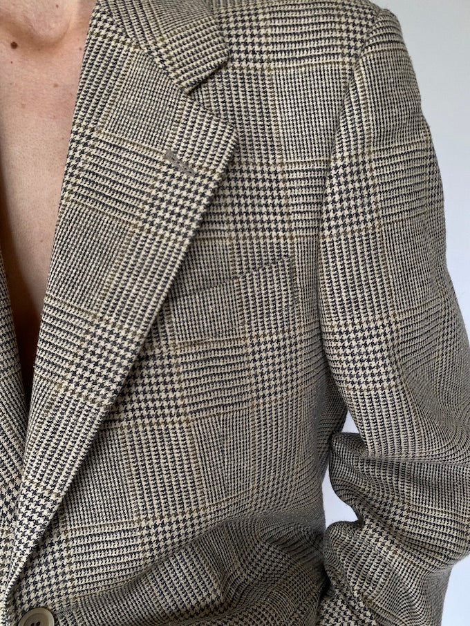 Vintage beige houndstooth blazer 5623