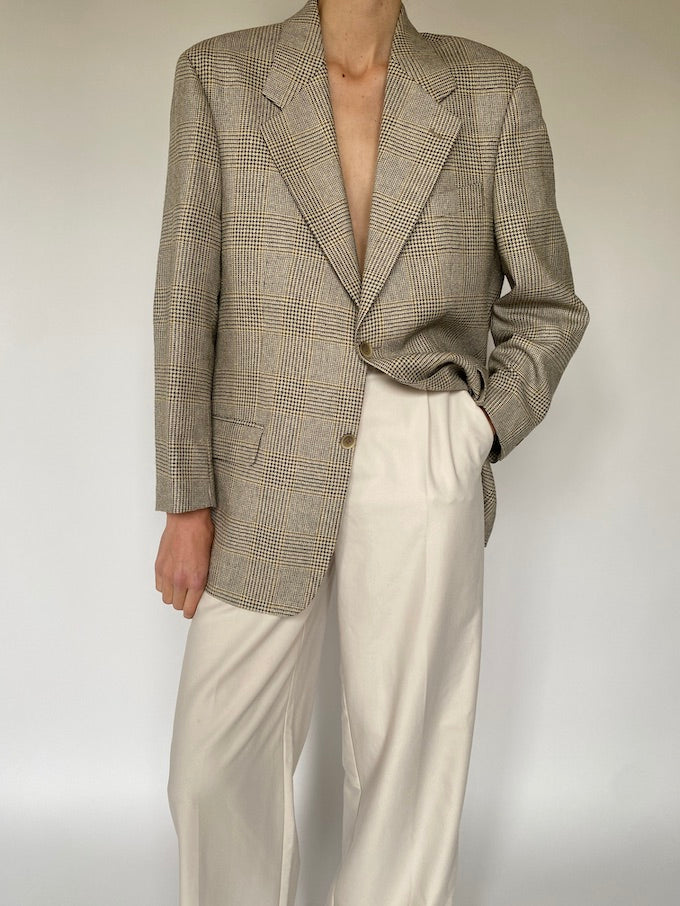 Vintage beige houndstooth blazer 5623