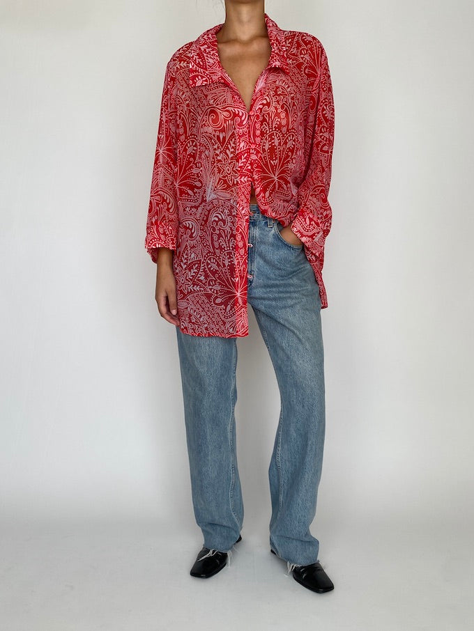 Vintage oversized sheer patterned blouse 5673