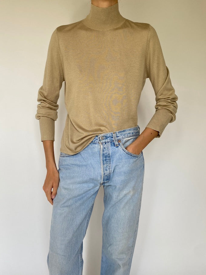 Vintage beige cashmere turtleneck 5565