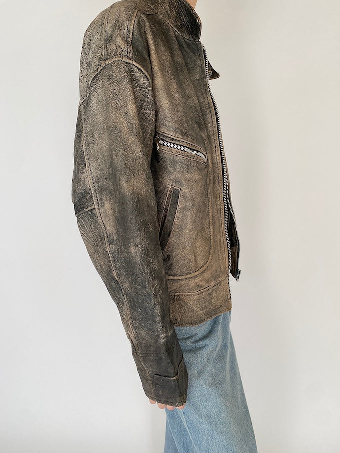 Vintage distressed leather jacket 5352