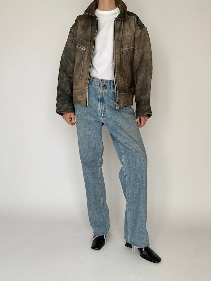 Vintage distressed leather jacket 5352