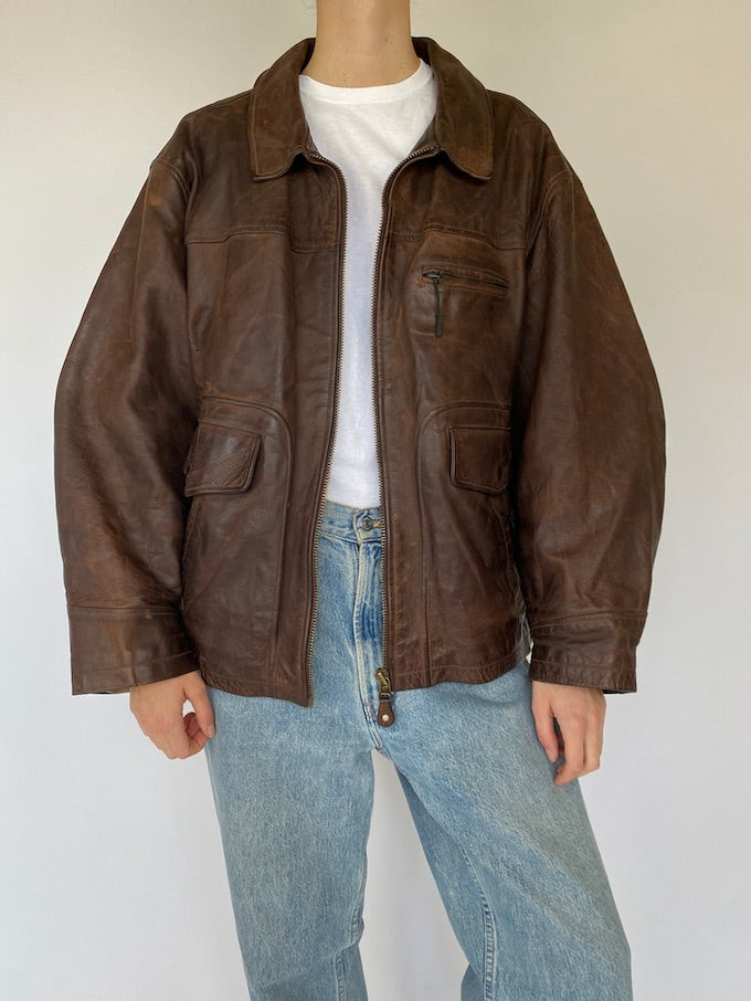 Vintage leather jacket in brown 5423