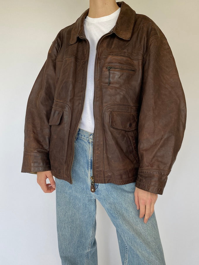 Vintage leather jacket in brown 5423