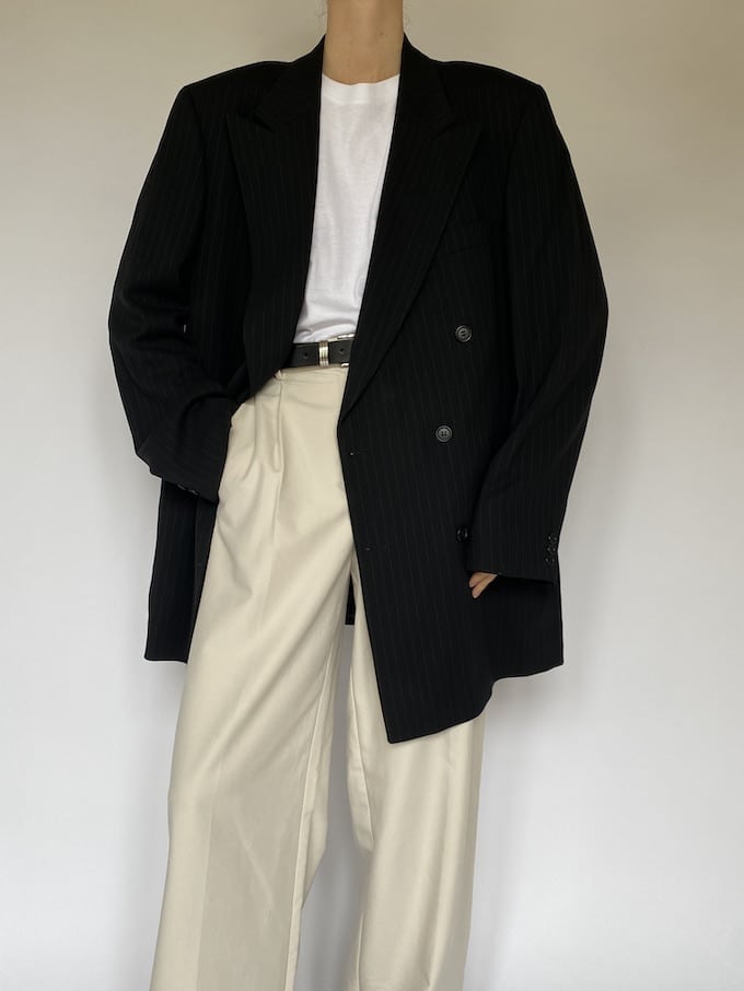 Vintage double breasted blazer in black 5528