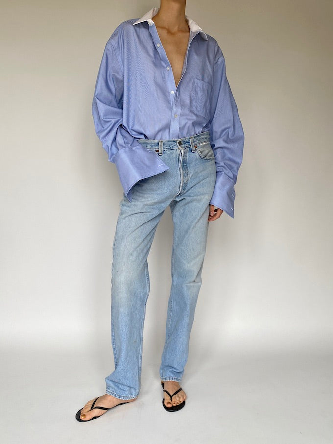 Vintage pinstriped shirt in blue 5583