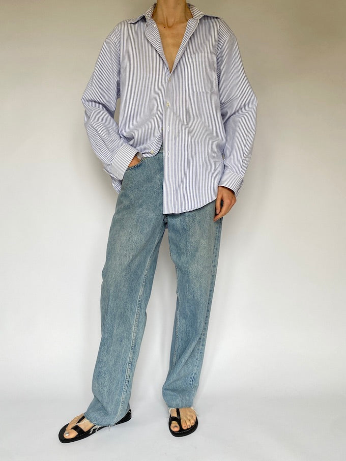 Vintage blue and white striped shirt 5511