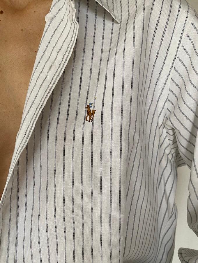 Vintage Ralph Lauren shirt in white and pinstripe 5642