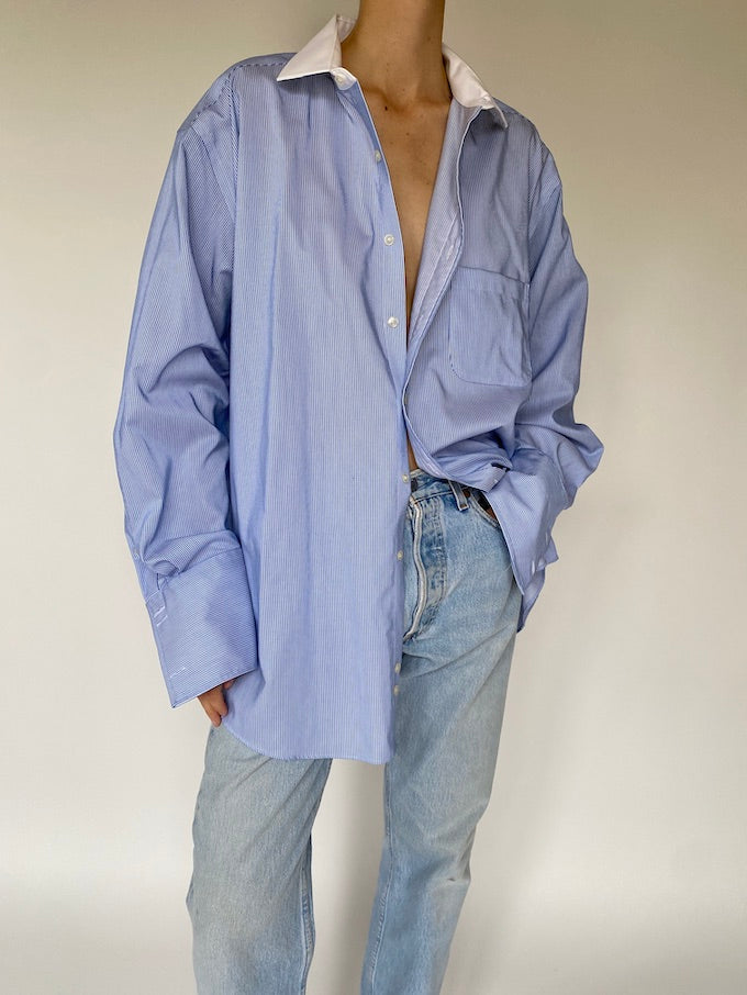 Vintage pinstriped shirt in blue 5583