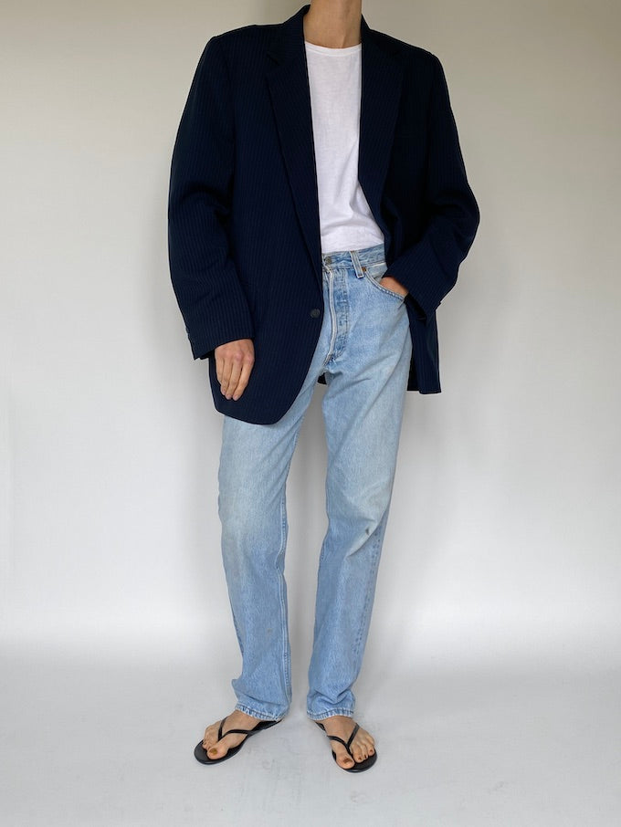 Vintage oversized pinstriped blazer in navy 5573