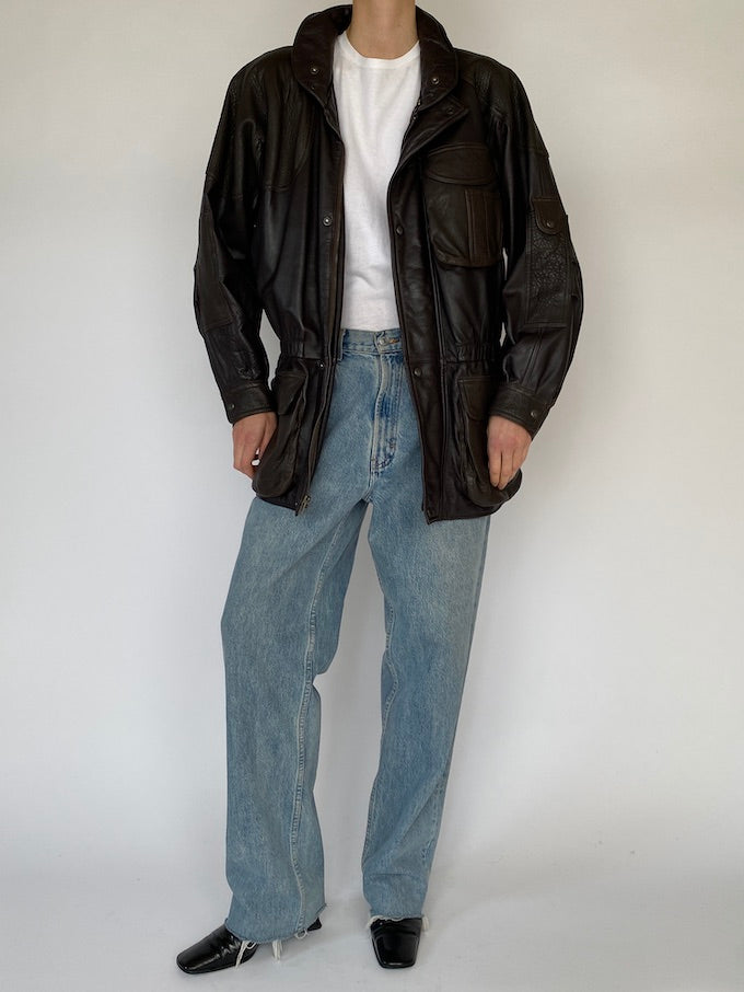 Vintage dark brown leather jacket 5144