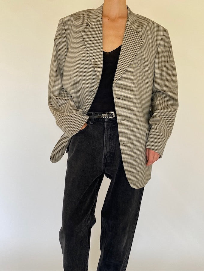 Vintage oversized houndstooth blazer in wool 5698