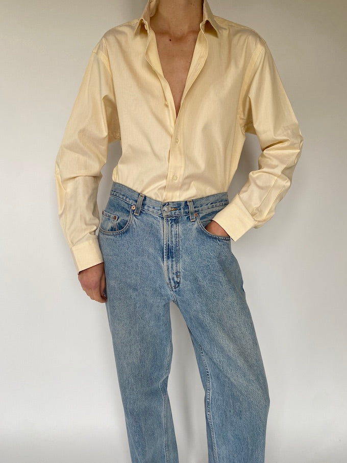 Vintage pinstriped shirt in yellow 5647