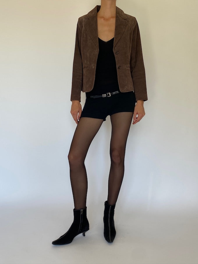 Vintage suede leather jacket in dark brown 5750