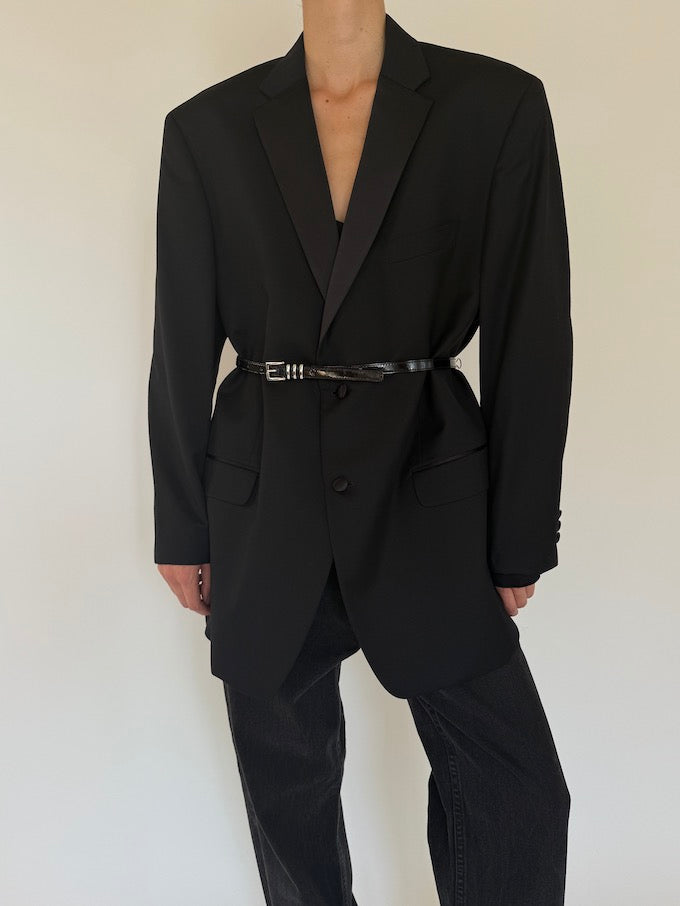 Vintage Oversized Wool Blazer In Black 5568