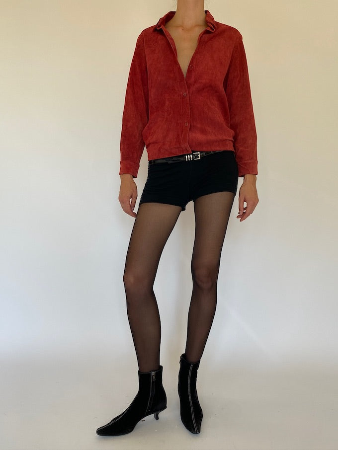 Vintage suede leather shirt in red 0707