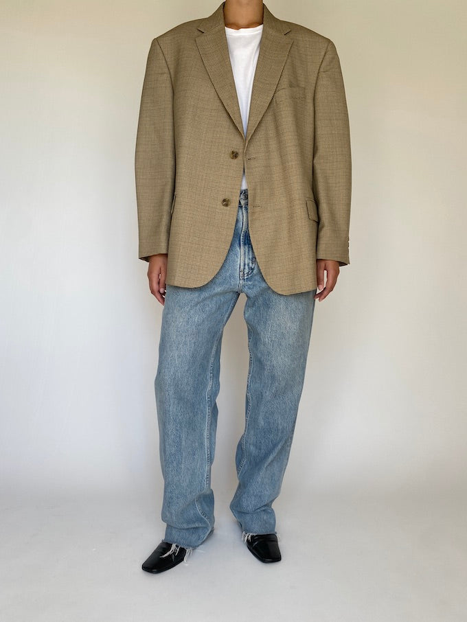 Vintage beige houndstooth blazer 5519