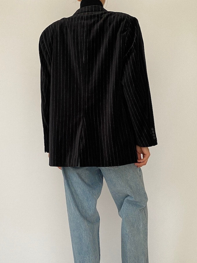 Vintage Pinstriped Velvet Blazer 5297
