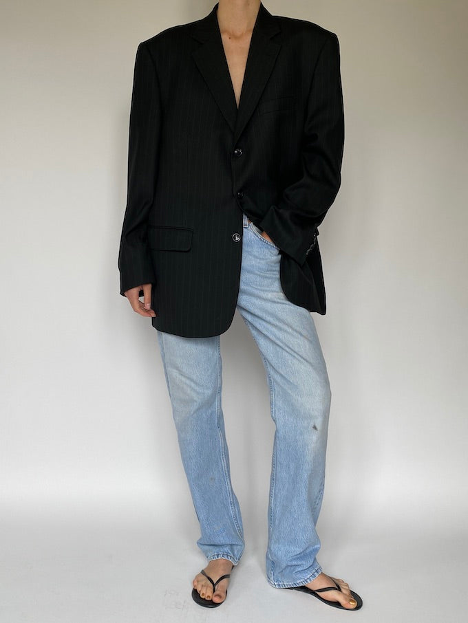 Vintage pinstriped blazer in black 5616