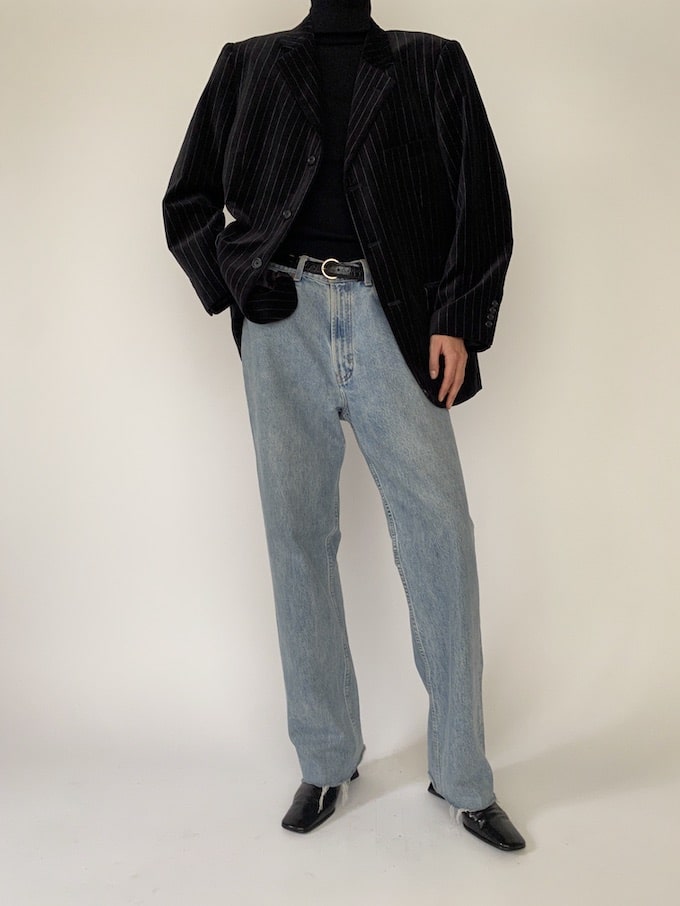 Vintage Pinstriped Velvet Blazer 5297