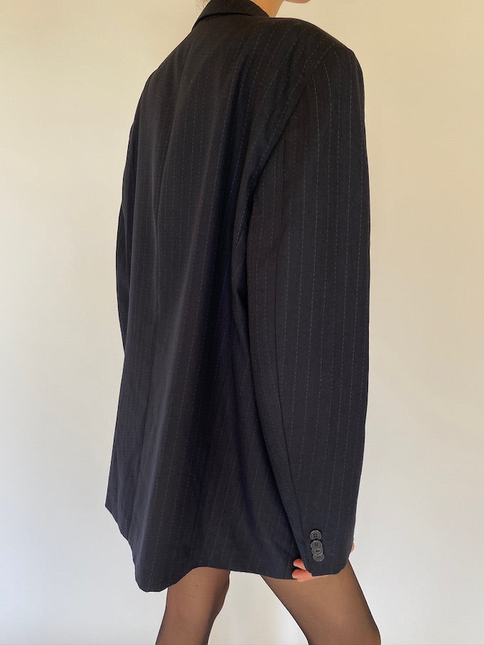 Vintage oversized pinstriped blazer in black 5730