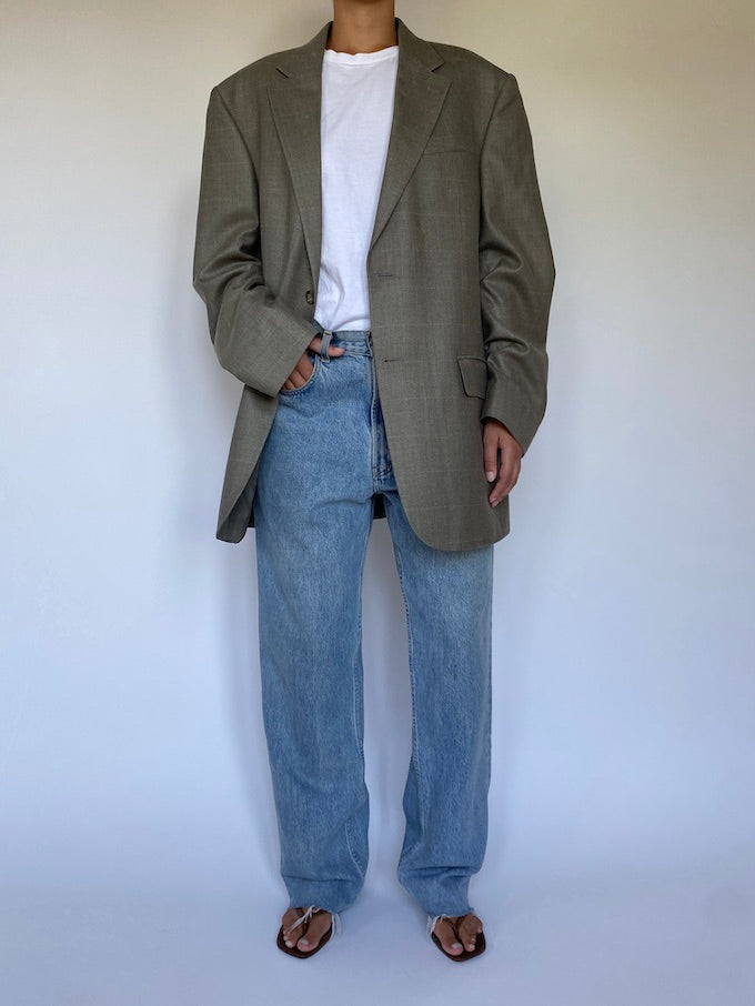 Vintage grey checked Oscar de la Renta blazer 5648
