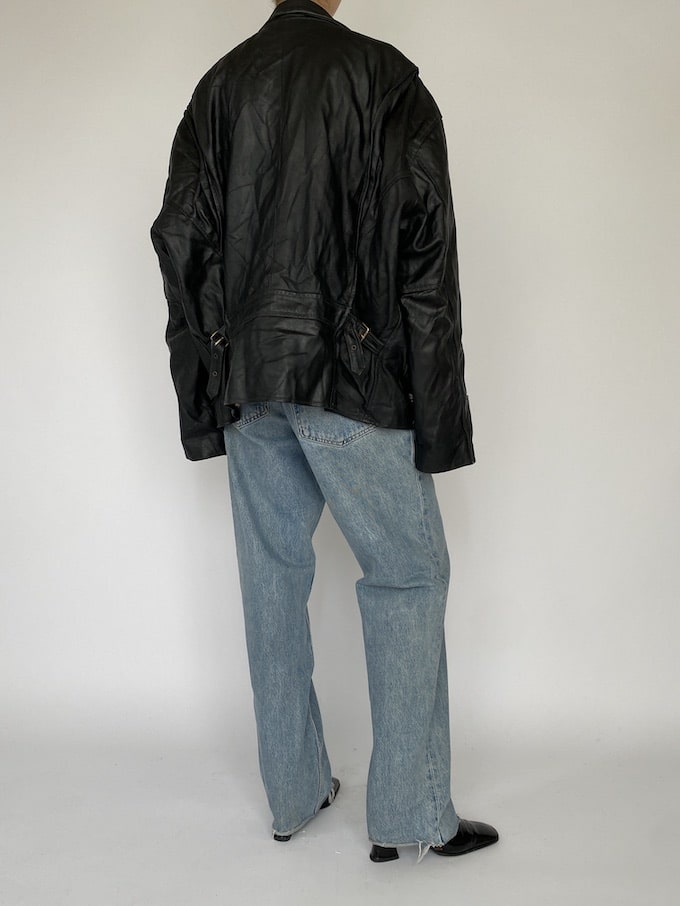 Vintage Oversized Black Leather Jacket 5412