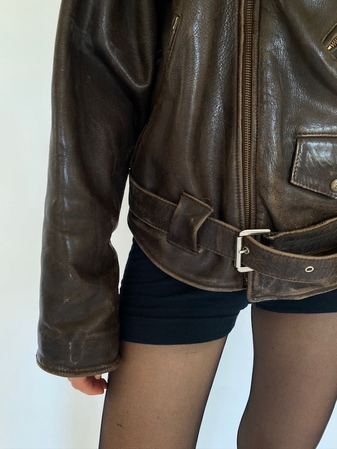 Vintage oversized leather jacket in brown 5751