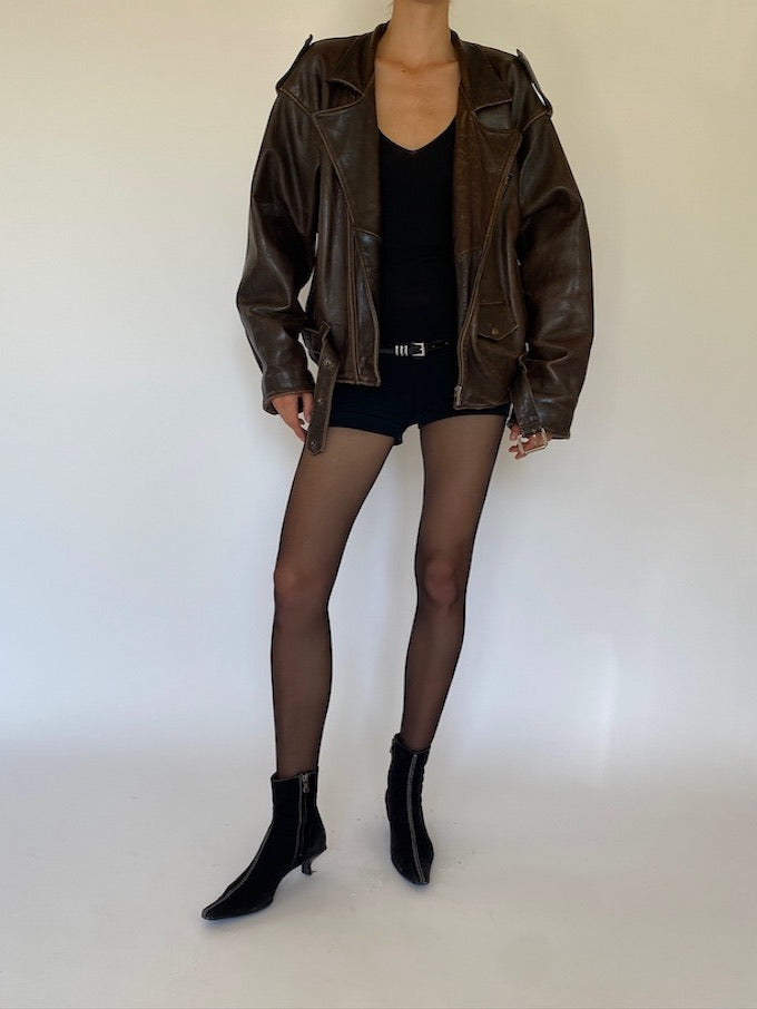 Vintage oversized leather jacket in brown 5751