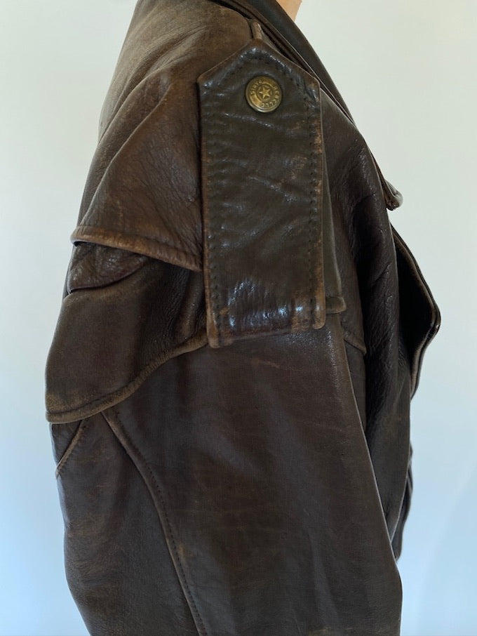 Vintage oversized leather jacket in brown 5751