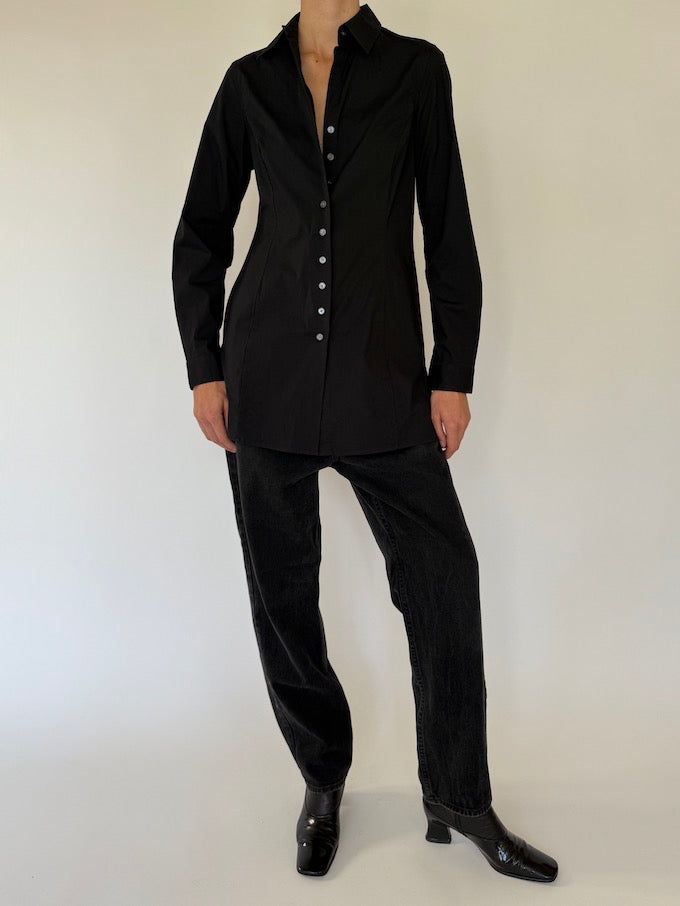 Vintage long shirt in black 5686