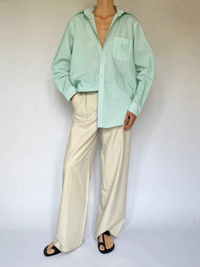 Vintage striped shirt in white and green 5542