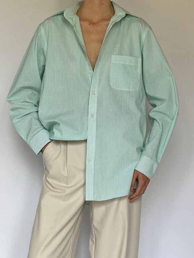 Vintage striped shirt in white and green 5542