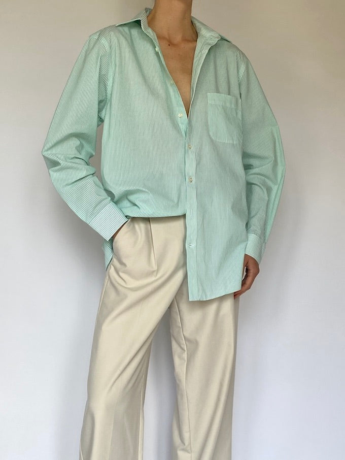 Vintage striped shirt in white and green 5542