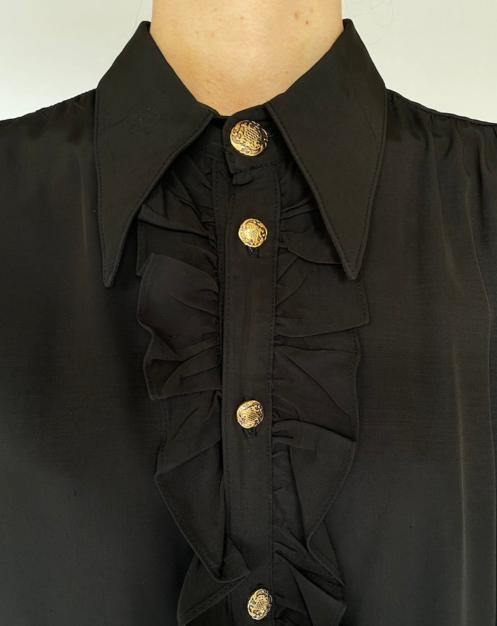 Vintage Oversized Black Blouse 5322