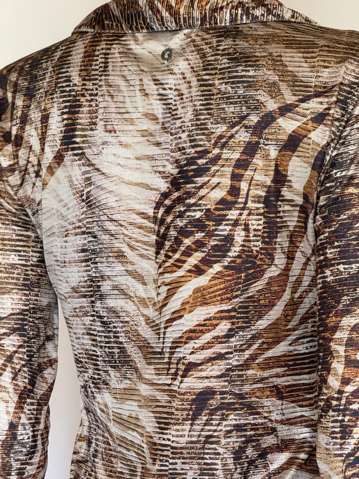 Vintage Guess animal print ruched blouse back detail