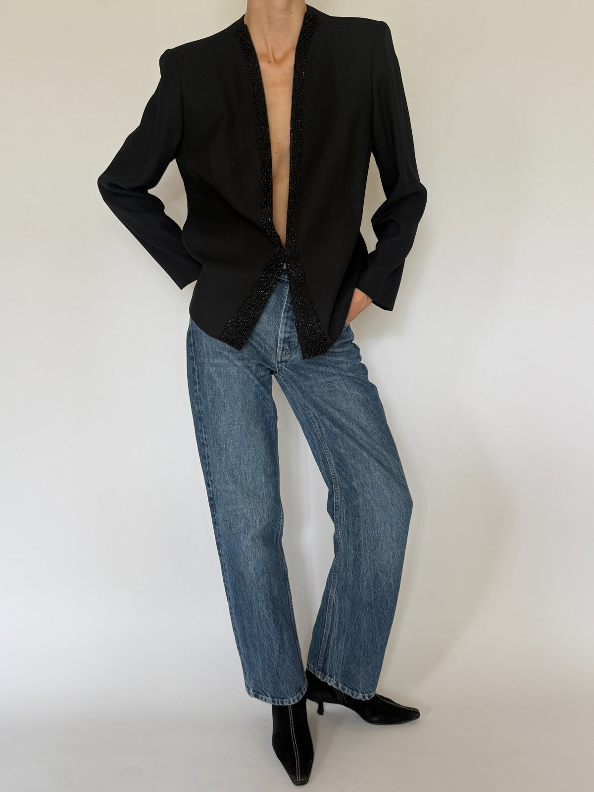 Vintage embellished blazer side view