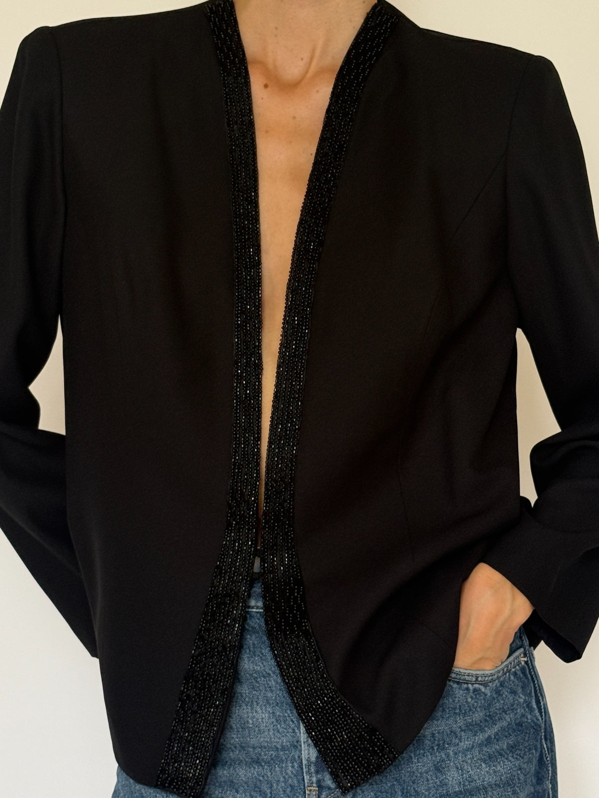 Vintage embellished blazer front angle