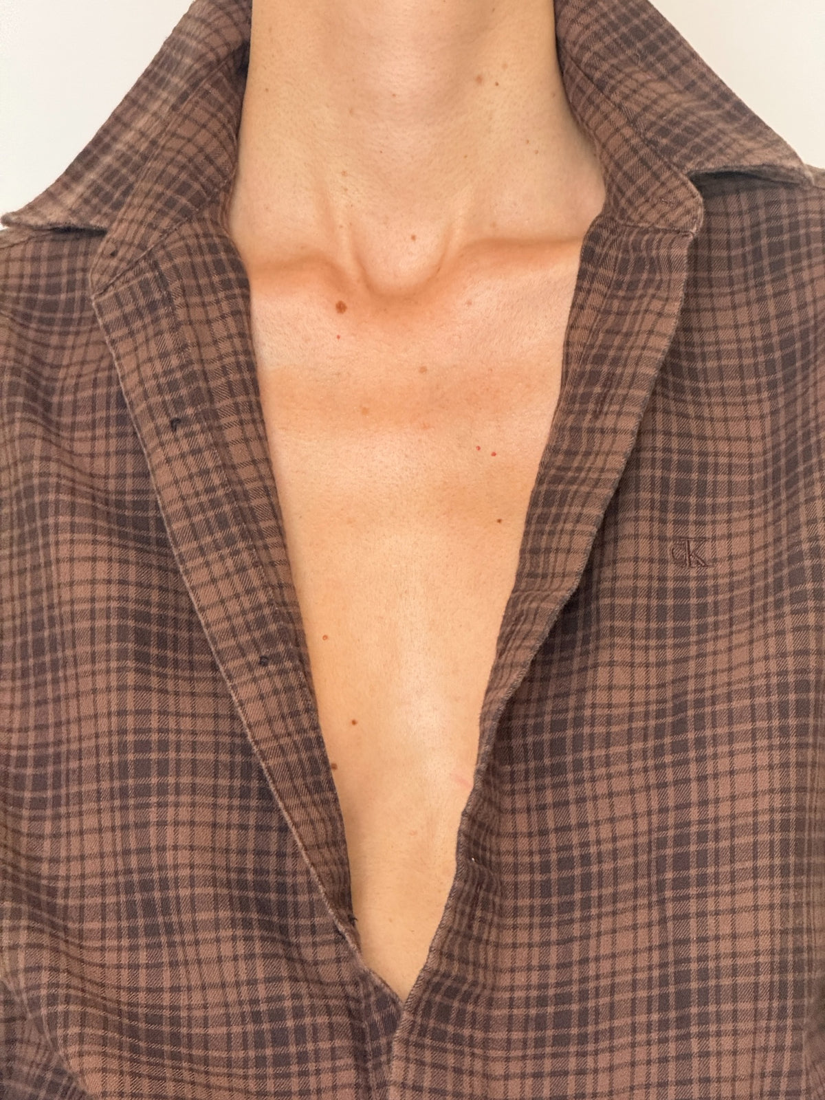 Vintage Calvin Klein plaid shirt collar detail