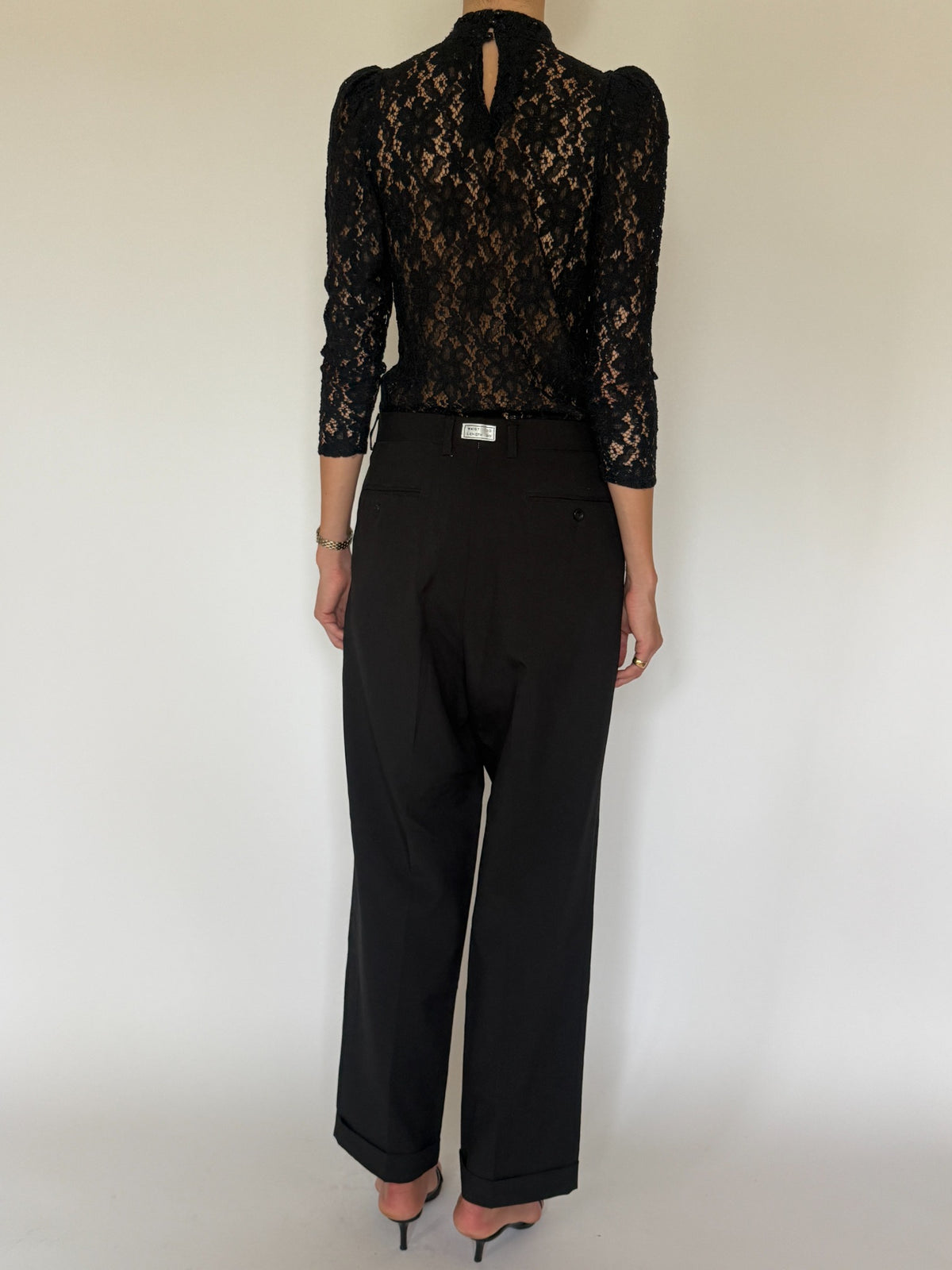Vintage lace top black back view