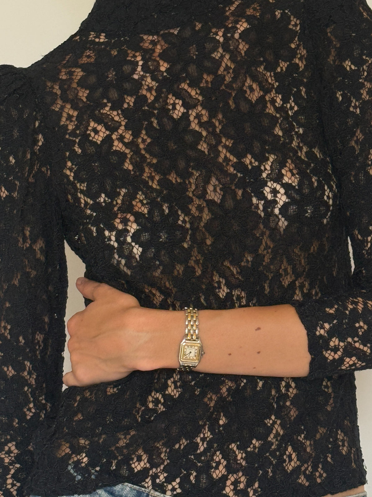 Vintage lace top black front detail