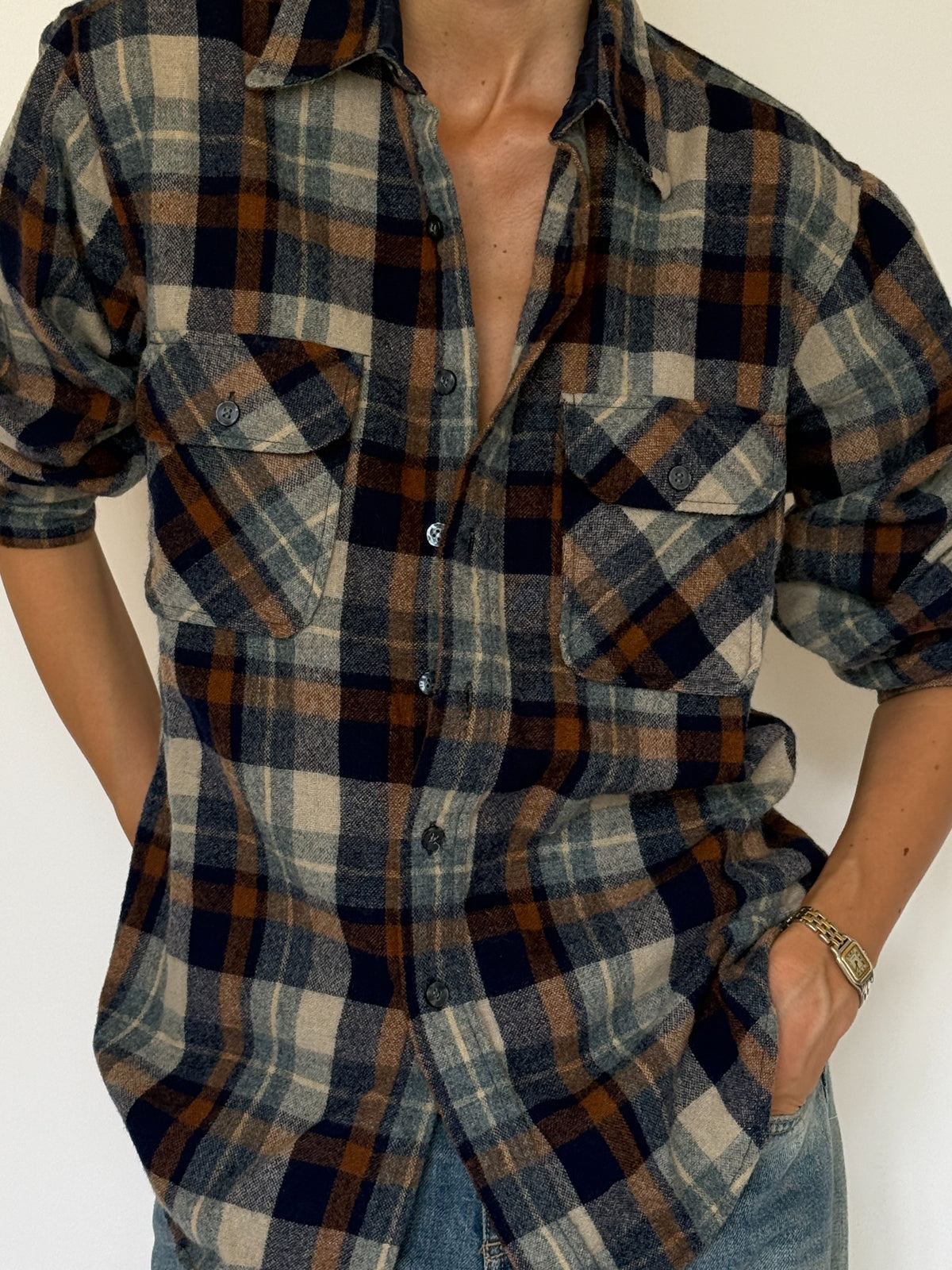 Vintage Pine Hill wool flannel shirt side view