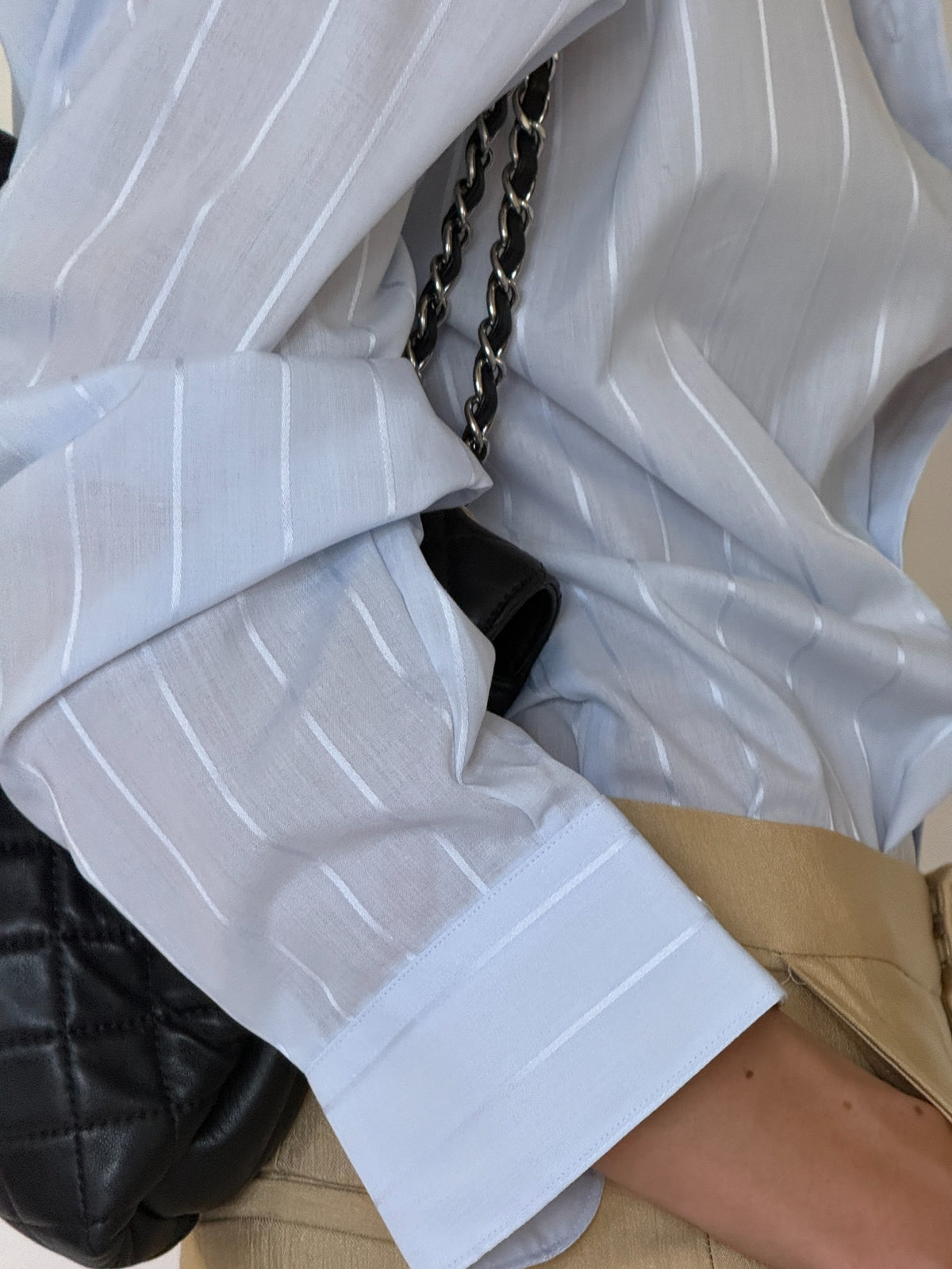 Vintage striped shirt light blue cuff detail